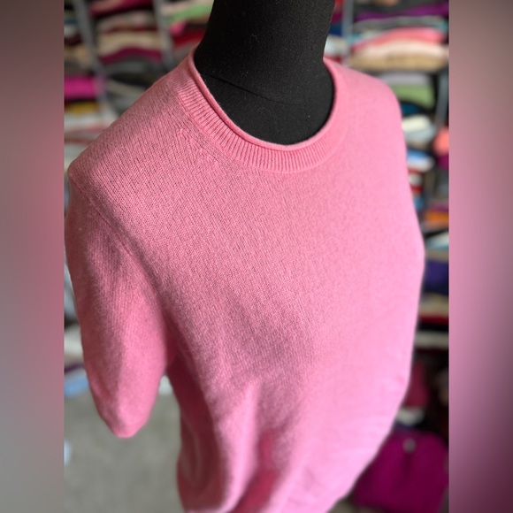 Banana Republic Vibrant Pink Cashmere Short Sleeved Sweater, L - Picture 1 of 7